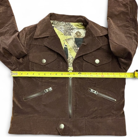 One Girl Who Corduroy Jacket Brown Floral Lined Boho Western Anthropologie - Picture 2 of 6